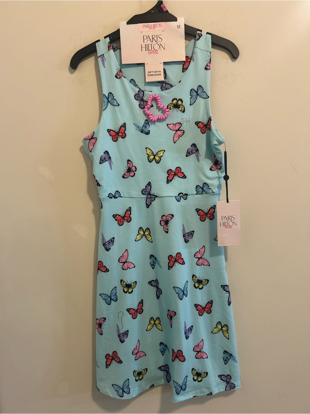 Paris Hilton Light Blue Butterfly Print Fit-and-Flare Dress